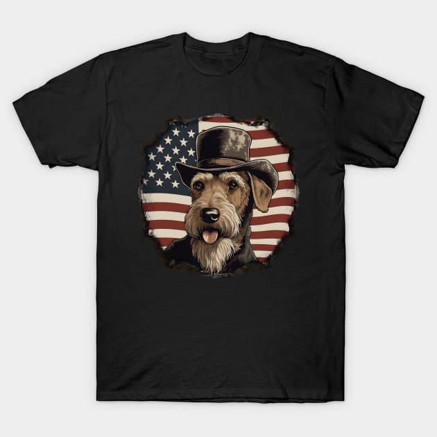 Patriotic Airedale Terrier T-Shirt by NatashaCuteShop